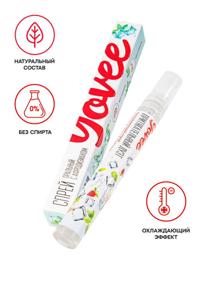 Оральный спрей Yovee «Притягательный дуэт», со вкусом мяты и клубники, охлаждающе-возбуждающий, 10мл, 722802
