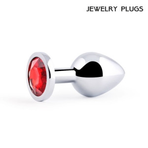 SILVER PLUG MEDIUM (втулка анальная), L 82 мм, D 34 мм, вес 90г, цвет кристалла красный, арт. SM-16