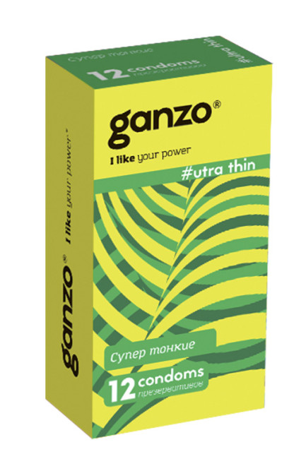 Прозрачные презервативы Ganzo Sense цилиндрической формы с накопителем, силиконовой смазкой и ультра
