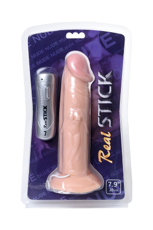 Реалистичный вибратор с пультом ДУ RealStick Nude, PVC, телесный, 7 режимов вибрации, 19,5 см