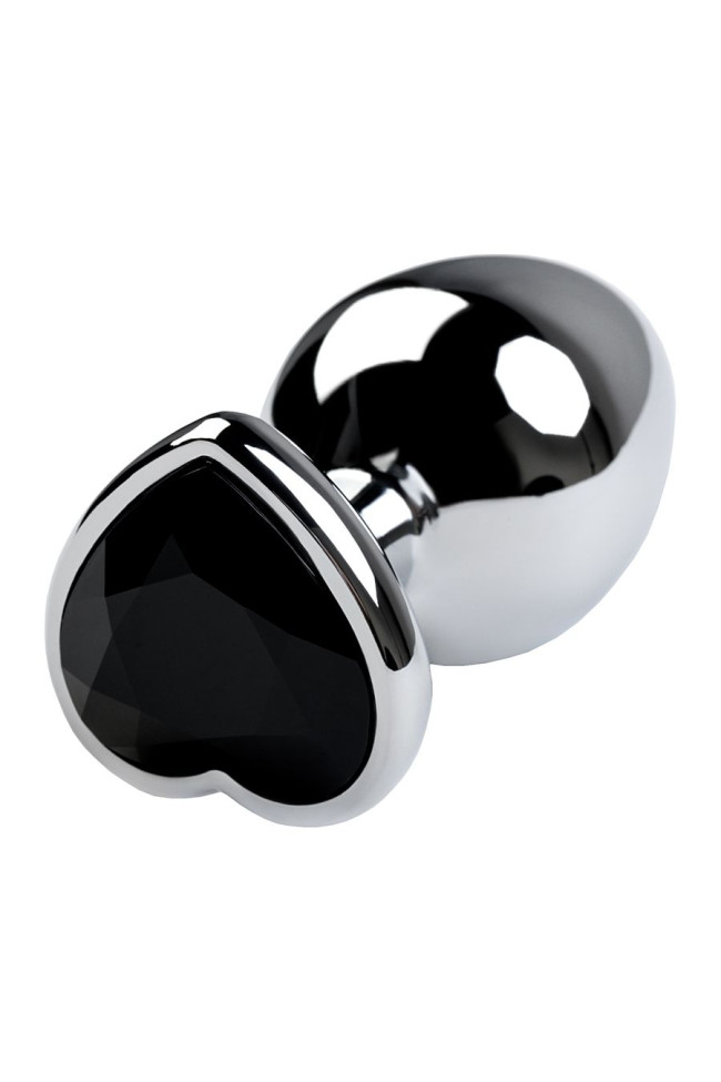 Анальная втулка Metal by TOYFA, металл, серебряная, с чёрным кристаллом, 9,5 см, Ø 4 см, 150 г, 717015-5