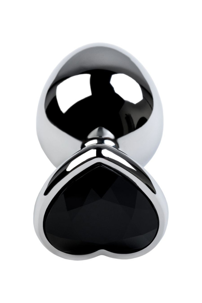 Анальная втулка Metal by TOYFA, металл, серебряная, с чёрным кристаллом, 9,5 см, Ø 4 см, 150 г, 717015-5
